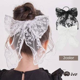 Rora キッズ ヘアゴム リボン 通販 レース 48182102 ケイティ総レース立体リボンヘアゴム 大きめ 女の子 大人っぽい 卒園式 入学式 結婚式 発表会 オシャレ 可愛い おしゃれ かわいい ヘアアレンジ ヘアーアクセサリー ヘアアクセサリー キッズファッション