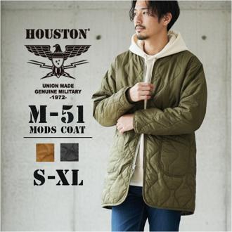 HOUSTON M-51 通販 キルティングコート キルティングジャケット キルティング ブルゾン アウター キルト ヒューストン ジャケット コート 秋冬 メンズ レディース 防寒 中綿 ノーカラー ミリタリー ゆったり あったか カジュアル おしゃれ
