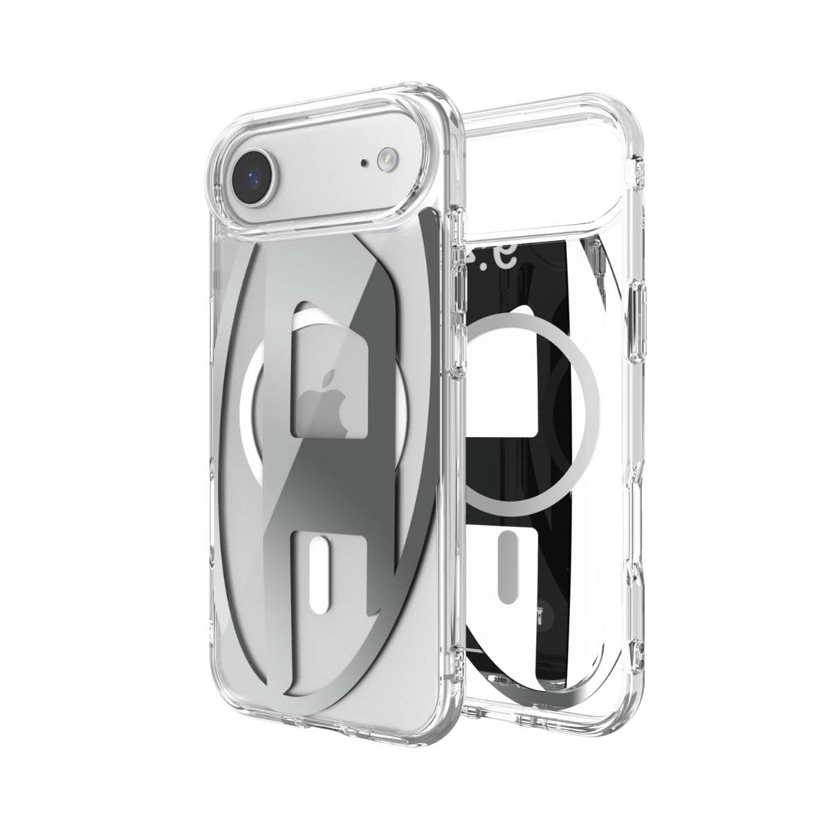 iPhone Air スマホケース スマホカバー MagSafe対応 DIESEL[ディーゼル] Oval D Metallic[メタリック] Clear/Silver(クリア/シルバー)
