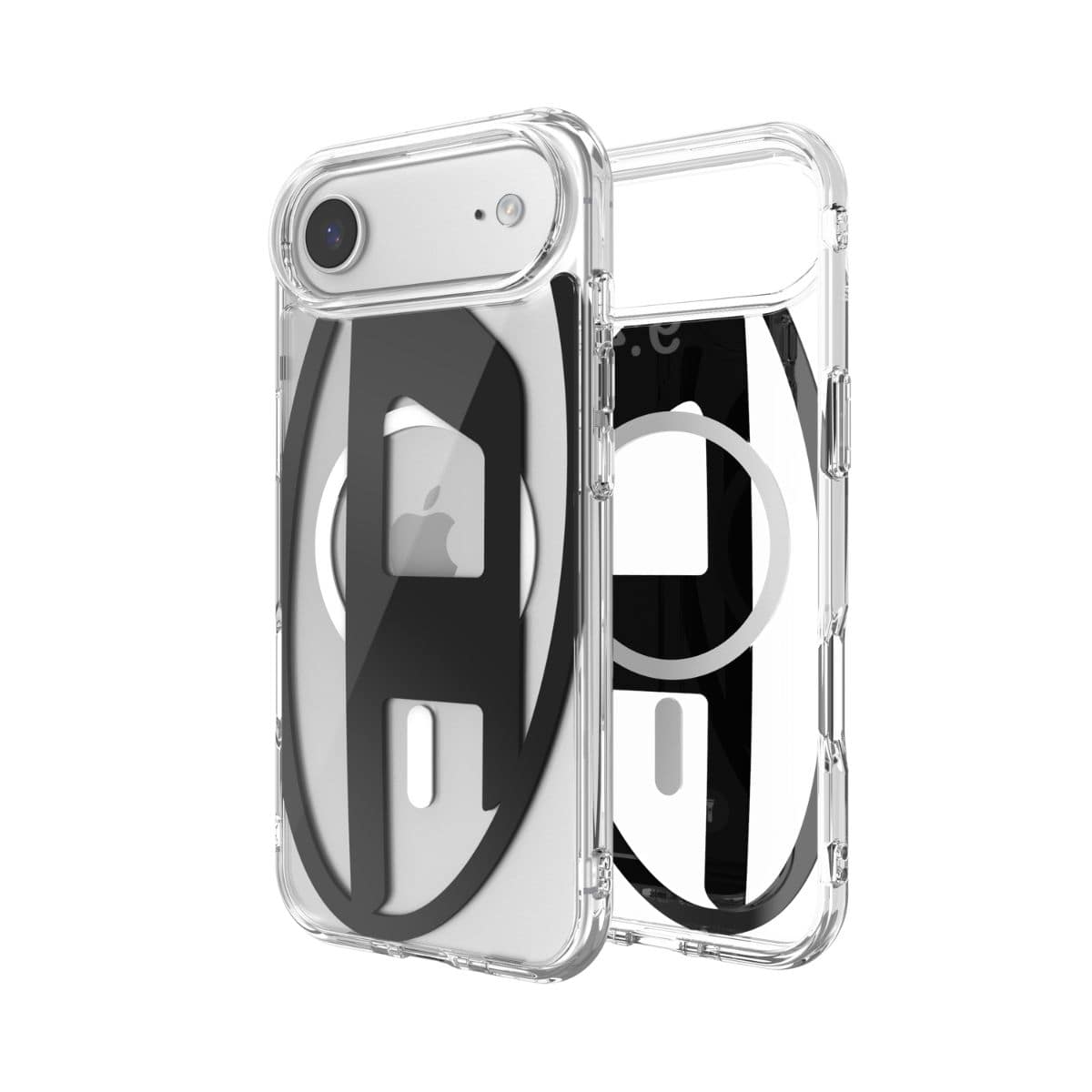 iPhone Air スマホケース スマホカバー MagSafe対応 DIESEL[ディーゼル] Oval D Metallic[メタリック] Clear/Black(クリア/ブラック)