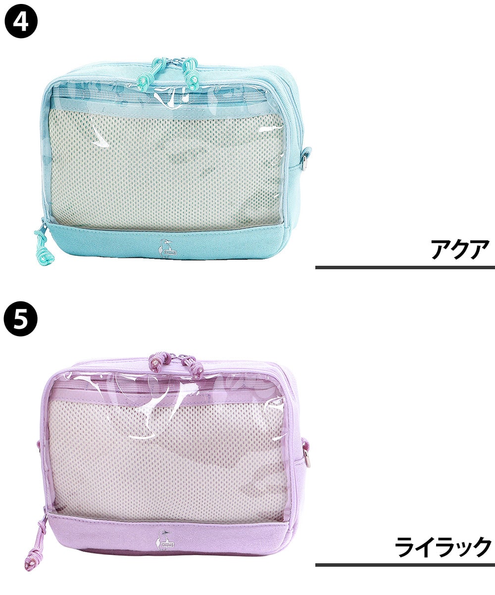 チャムス バッグ ポーチ 小物入れ ぬいぐるみポーチ CHUMS 推し活 クリアポケットポーチスウェット CH60-4011 メンズ レディース キッズ 【正規代理店】 1.ブラック -604011k001 1.ブラック