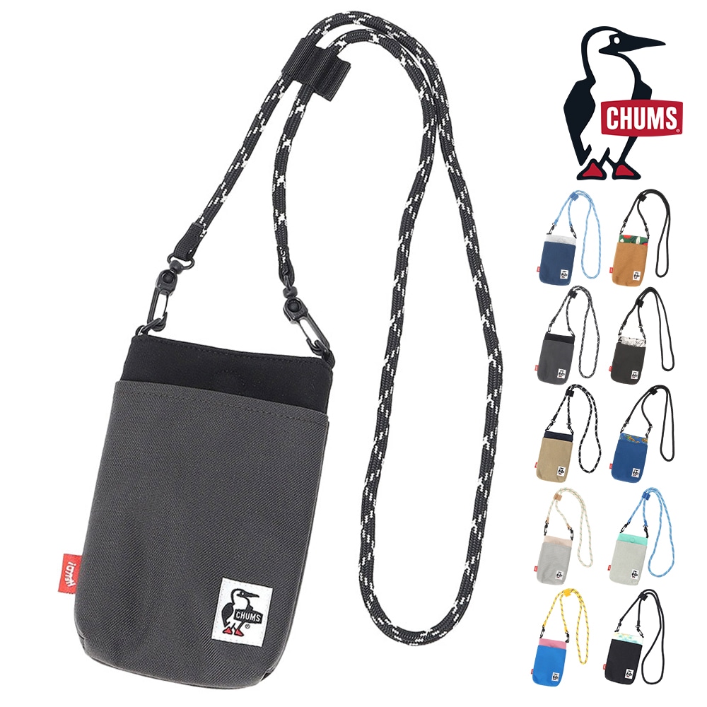 チャムス ショルダーバッグ スマホショルダー CHUMS ロープショルダーポーチスウェットナイロン CH60-3815 2.ブラックxチャコール -603815k018