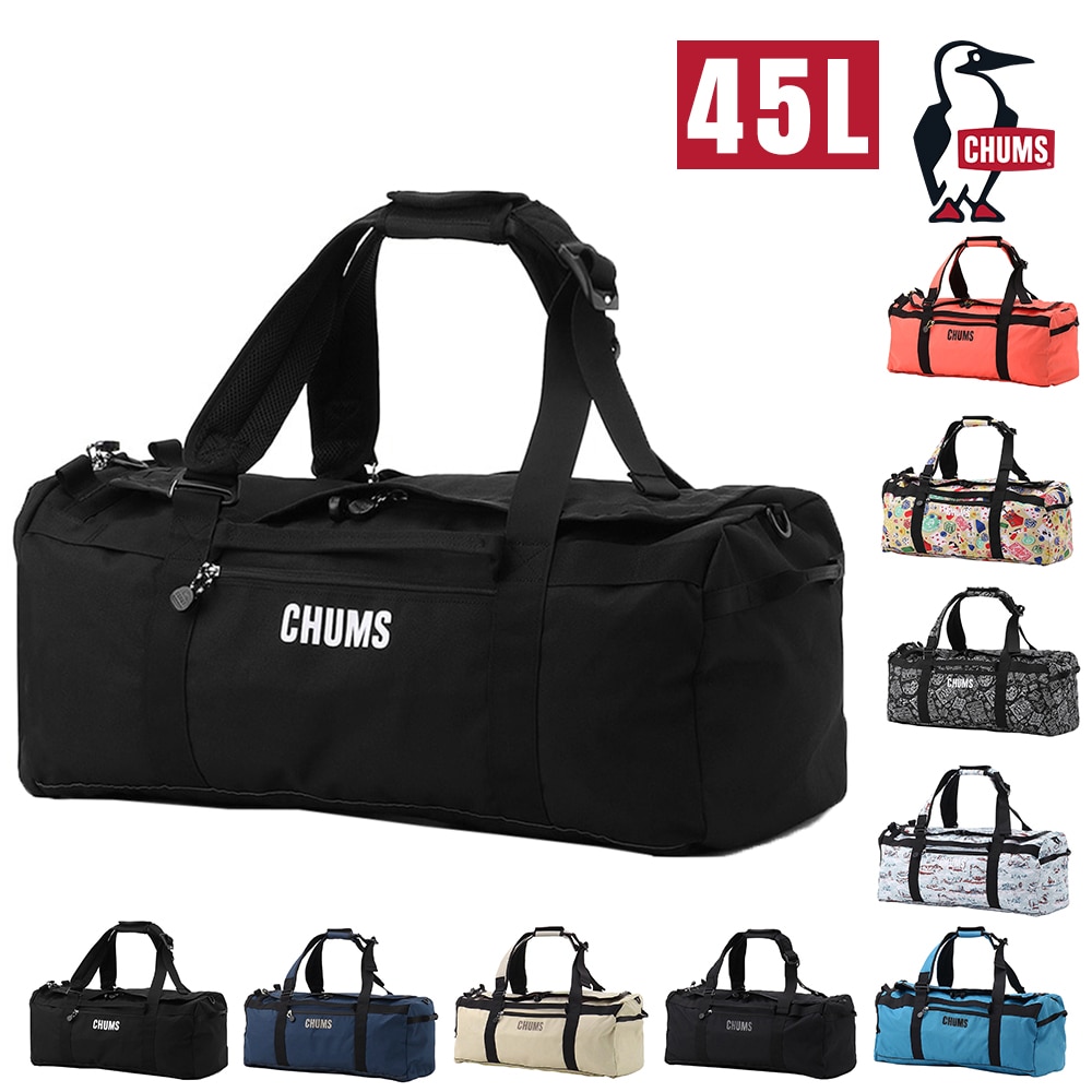 チャムス バッグ ダッフルバッグ リュック CHUMS リサイクルチャムス2ウェイボストンバッグ45 45L B4サイズ CH60-4019  キッズ 1.ブラック -604019k001
