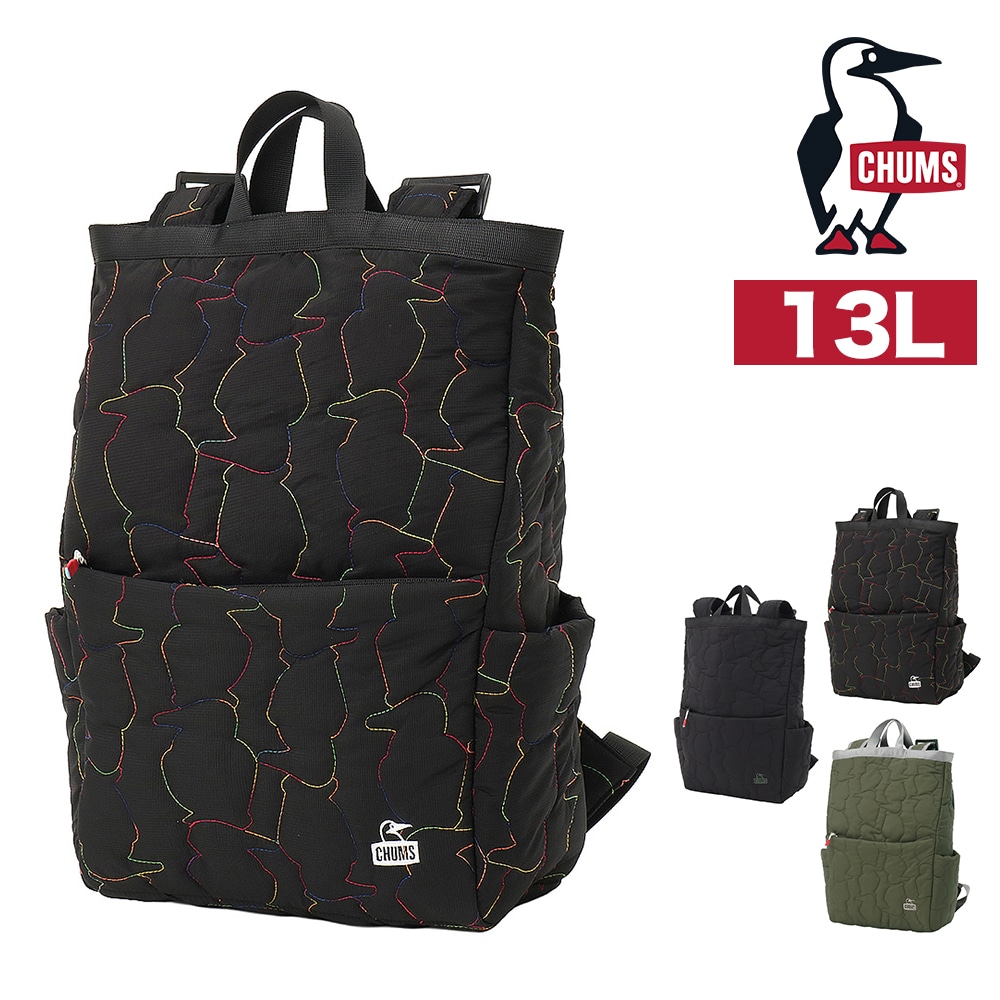 チャムス バッグ リュックサック バックパック CHUMS ブービーステッチデイパック 13L B4サイズ CH60-4038 正規代理店 2.ブラックxレインボー -604038k094