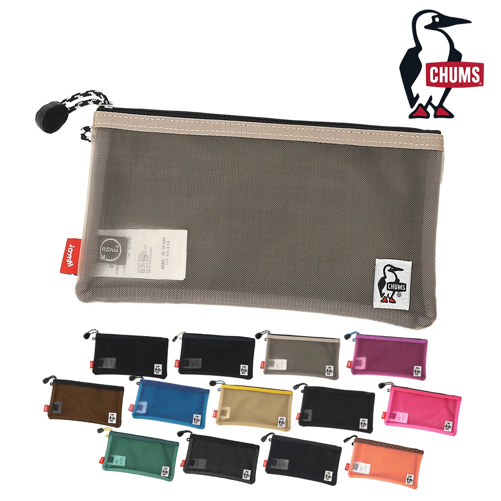 チャムス ポーチ メッシュ CHUMS リサイクルオブロングケース CH60-4064 3.グレージュ -604064g057