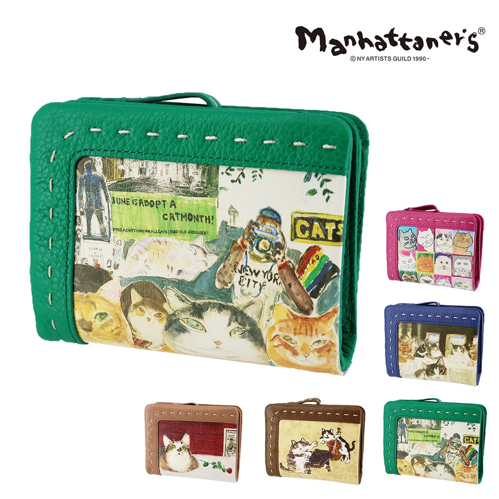 マンハッタナーズ 財布 二つ折り財布 ミニ財布 サブ財布 manhattaner's クラフトパース 0751692 レディース 【正規代理店】 3.NY猫絵暦・六月 -0751692-1070