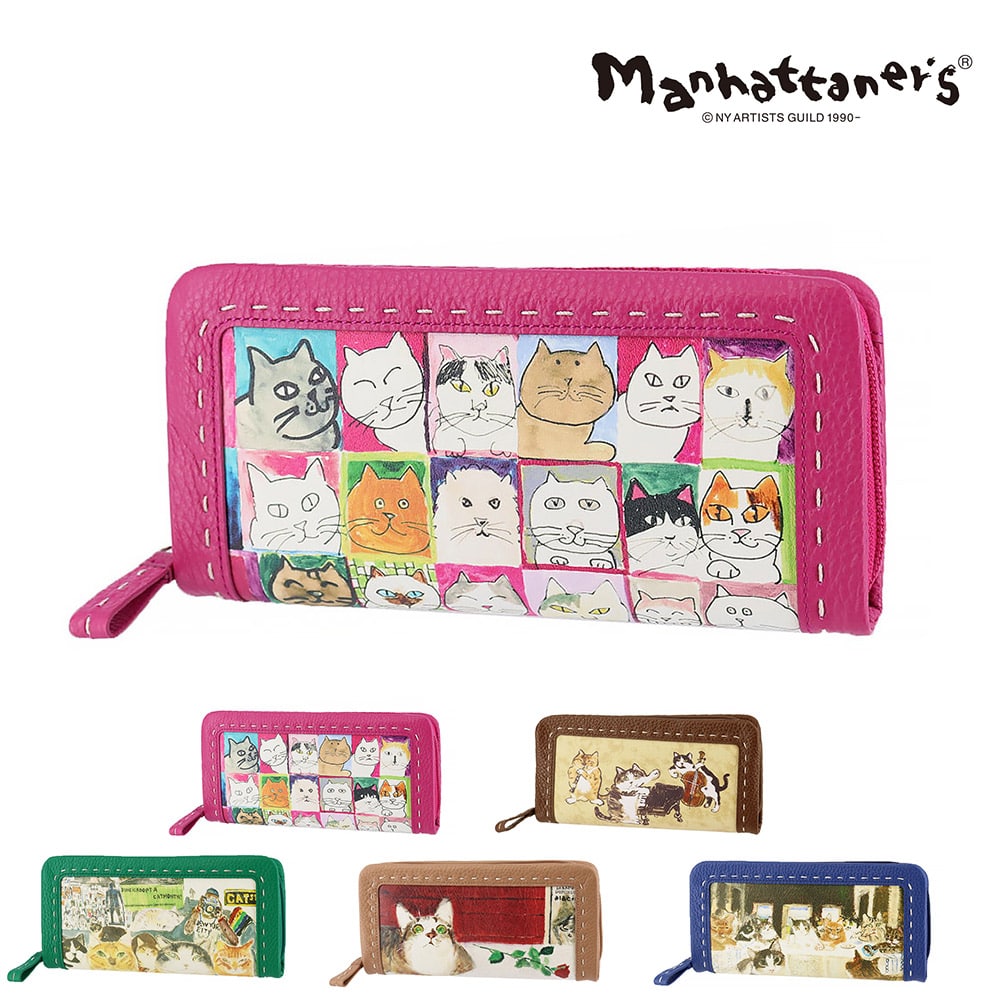 マンハッタナーズ 財布 長財布 ラウンドファスナー長財布 本革 manhattaner's クラフトパース 0751694 レディース 【正規代理店】 1.猫社会 -0751694-1037