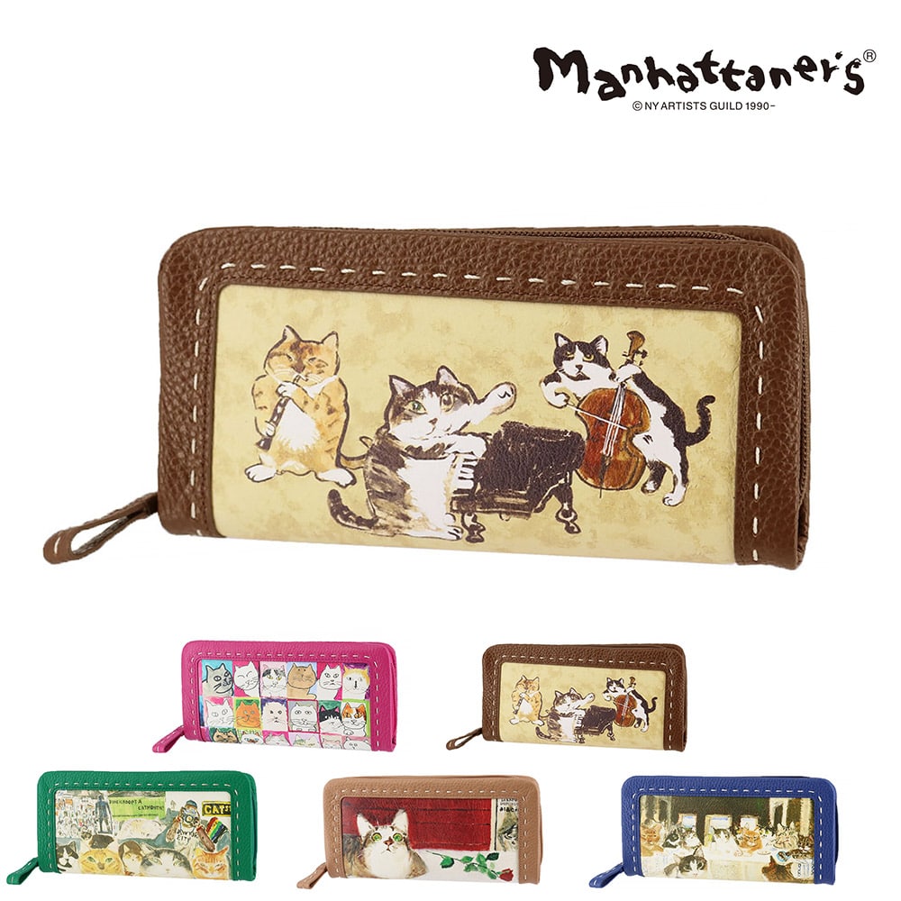 マンハッタナーズ 財布 長財布 ラウンドファスナー長財布 本革 manhattaner's クラフトパース 0751694 レディース 【正規代理店】 2.猫の名演奏家たち -0751694-1056