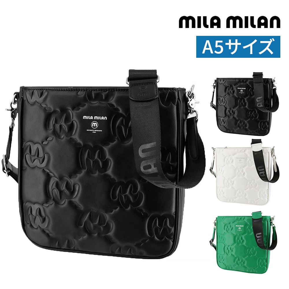 ミラ・ミラン バッグ ショルダーバッグ 斜めがけバッグ たて型 mila milan カリーナ ショルダー A5 263102 メンズ レディース 黒 白 緑 【正規代理店】 1.ブラック -blk