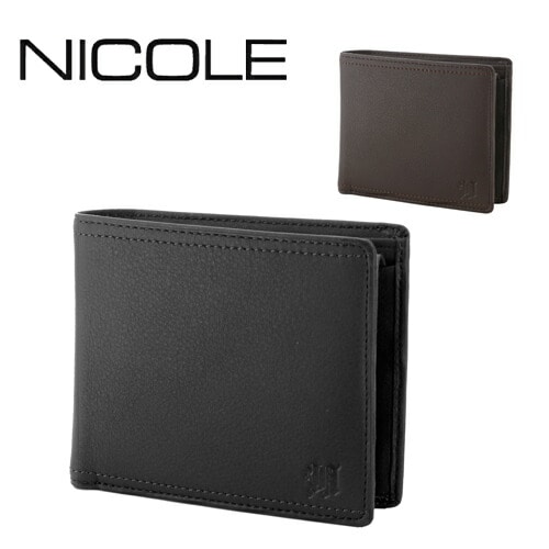 ニコル NICOLE メンディIII 二つ折り財布 7308001(7305601) 1.ブラック 10x10 メンズ