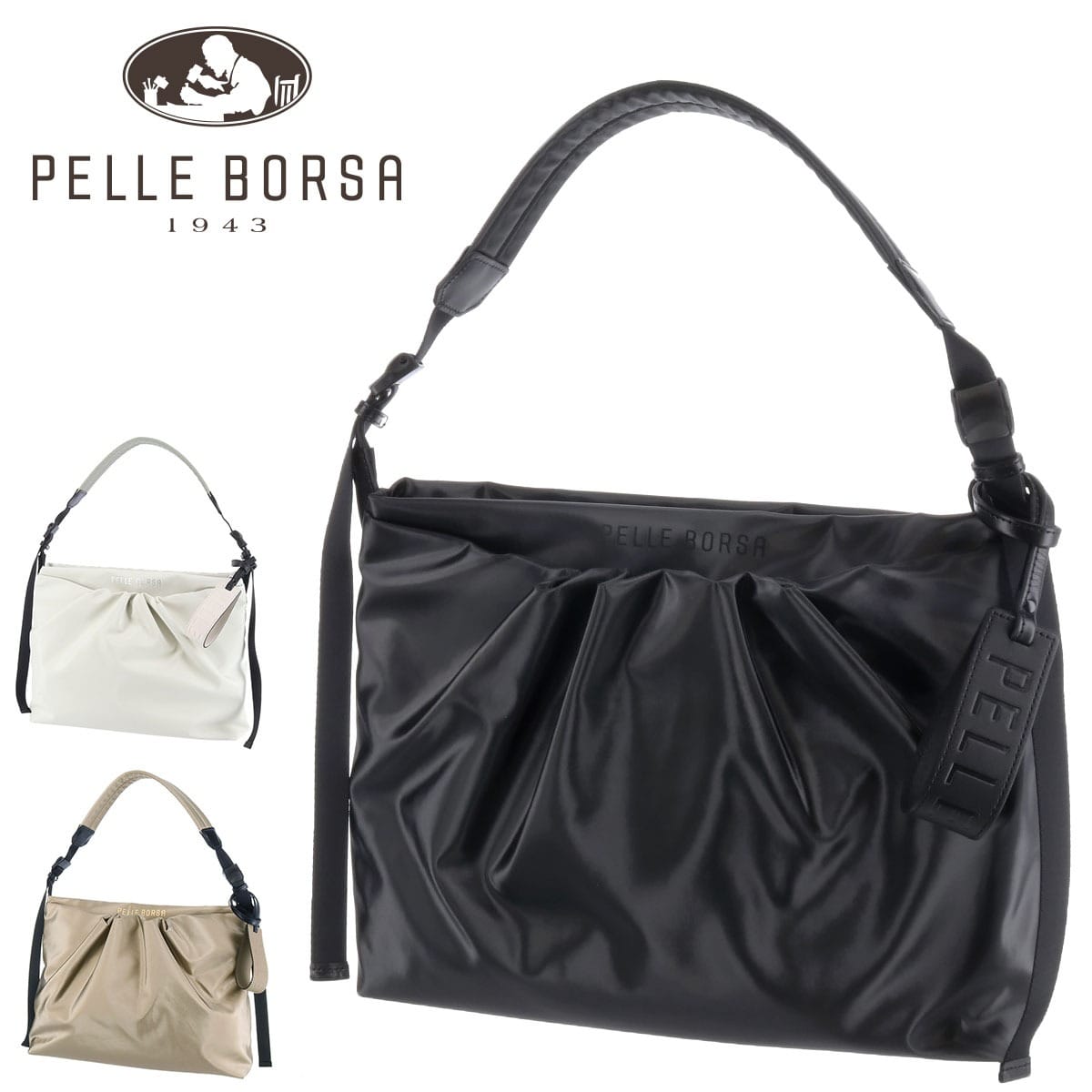 ペレボルサ PELLE BORSA ショルダーバッグ Cheers チアーズ ギャザーショルダー 204675 1.ブラック 10xbl レディース