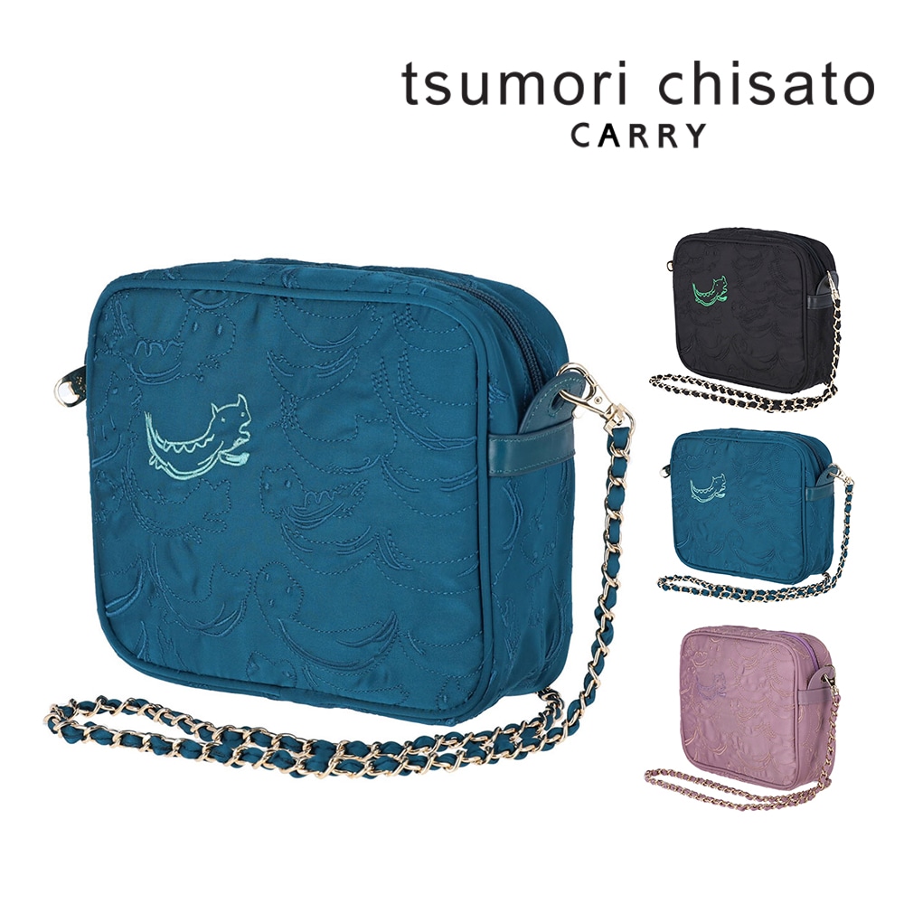 ツモリチサト バッグ ショルダーバッグ 斜めがけ ミニショルダー tsumori chisato なみネコししゅう B6サイズ 50885 レディース 大人 軽量 【正規代理店】 2.グリーン -07