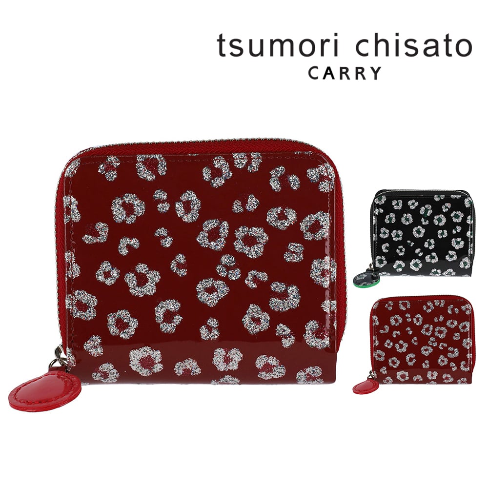 ツモリチサト 財布 二つ折り財布 ラウンド折財布 小銭入れあり tsumori chisato グリッターフラワー 57858 レディース 本革 日本製 小さめ 【正規代理店】 2.ワインレッド -23