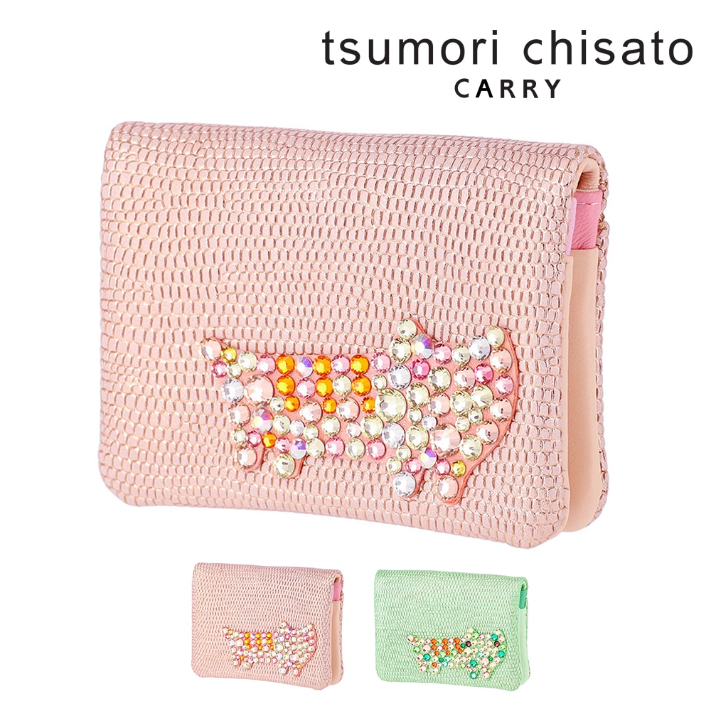 ツモリチサト パスケース 小銭入れ付き 羊革 tsumori chisato キラネコストーン 57955 1.ピンク -04