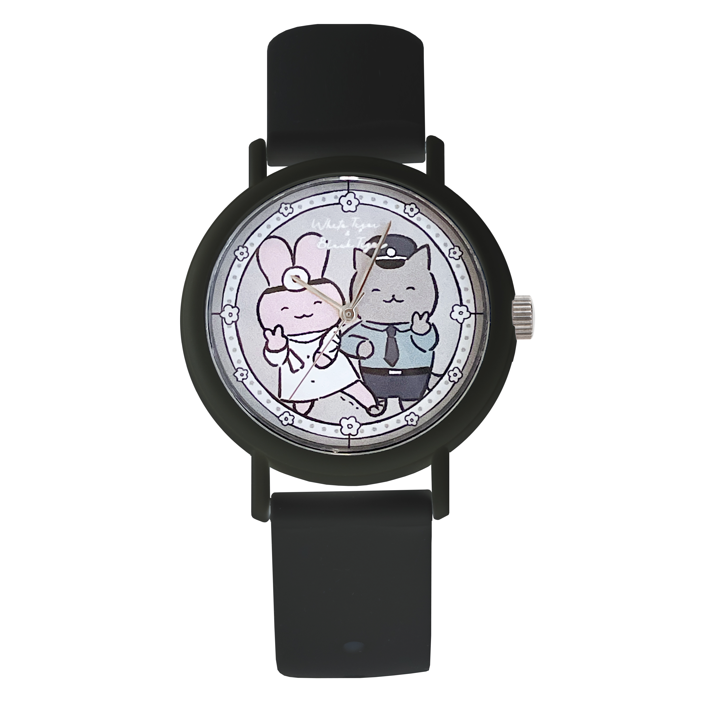 ホワイトタイガーとブラックタイガー × KAORU  「なかよし」 KAORU015B2　日本製腕時計