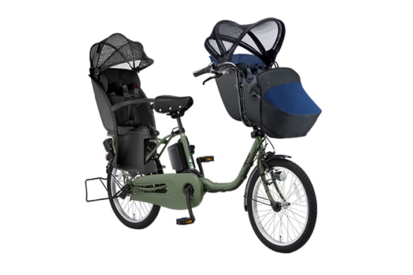 子供乗せ自転車 電動アシスト自転車 Panasonic(パナソニック) 3人乗り用チャイルドシート付きギュット・クルーム・EX マットモスグリーン 20インチ 2025年モデル BE-FFE033G-CP