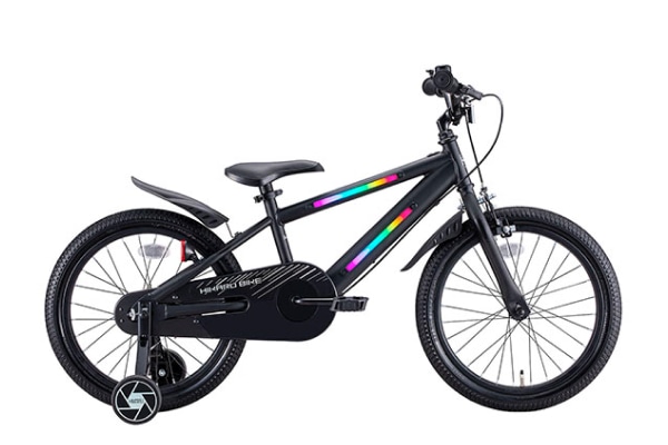 こども用自転車 ides(アイデス) 光るバイク 16/18 マットブラック 18インチ HKR18