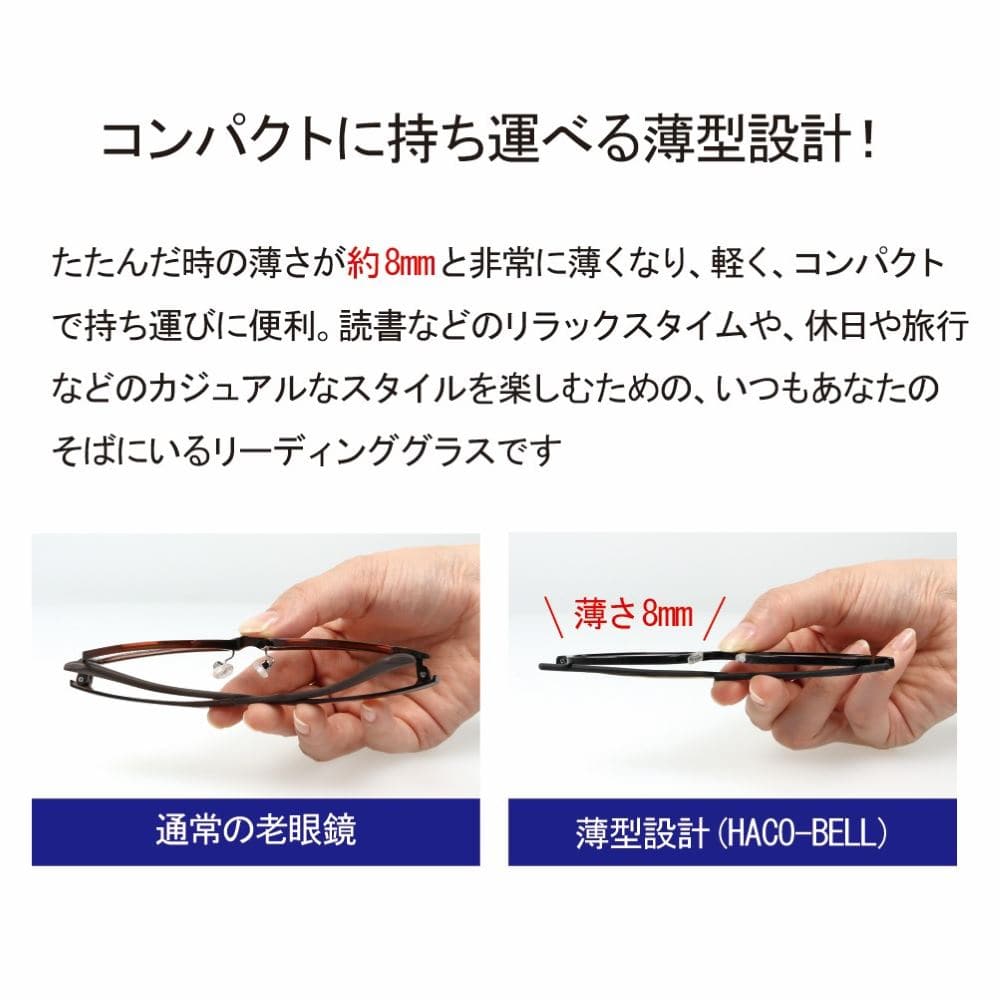 【一般医療機器】【特典付】薄型老眼鏡 HB-3001 ブラック +3.5 【直送品】 返品・キャンセル・他商品と同時購入は不可 HB-3001 C1 ブラック +3.5 フリーサイズ
