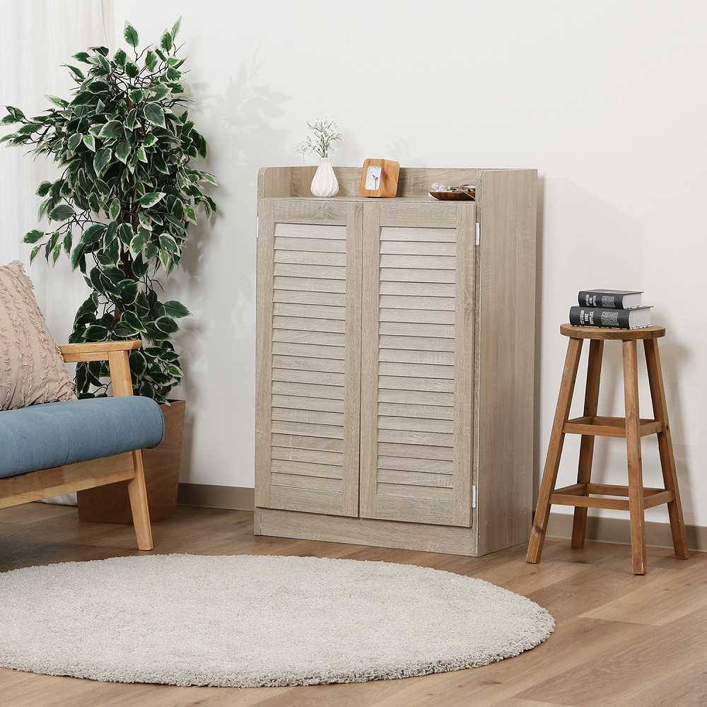 ルーバーシューズボックス(オープントップ) ホワイト 98994 【直送品】 返品・キャンセル・他商品と同時購入は不可 ホワイト W600×D335×H900mm