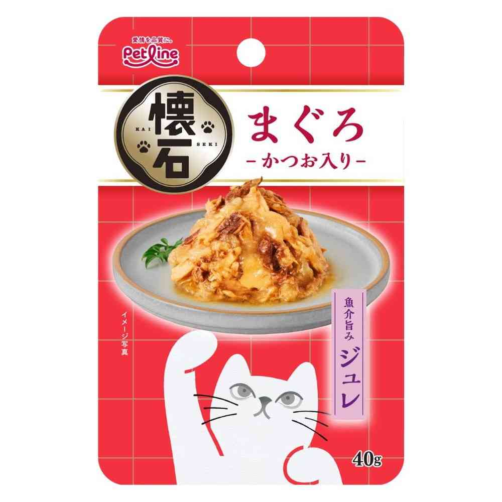 ペットライン 懐石 レトルト ジュレ まぐろ-かつお入り-40g
