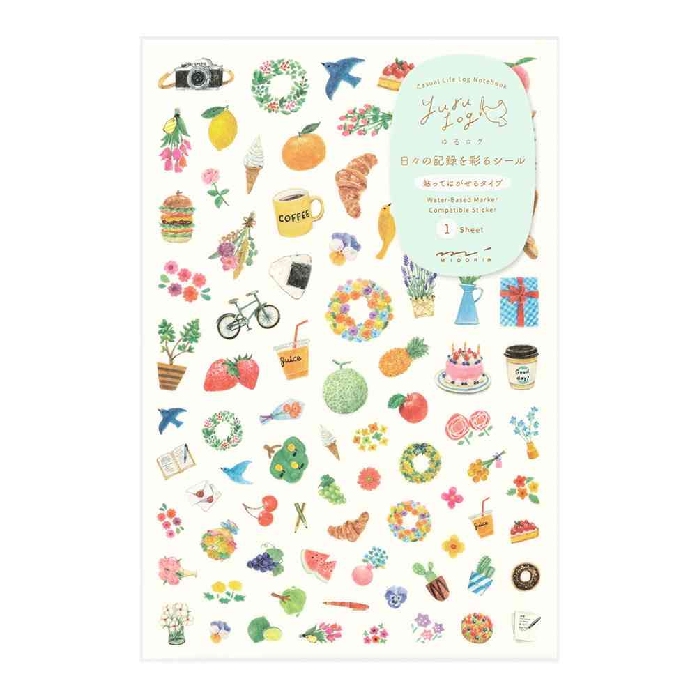 ミドリ シール ゆるログ モチーフ柄 1枚入
