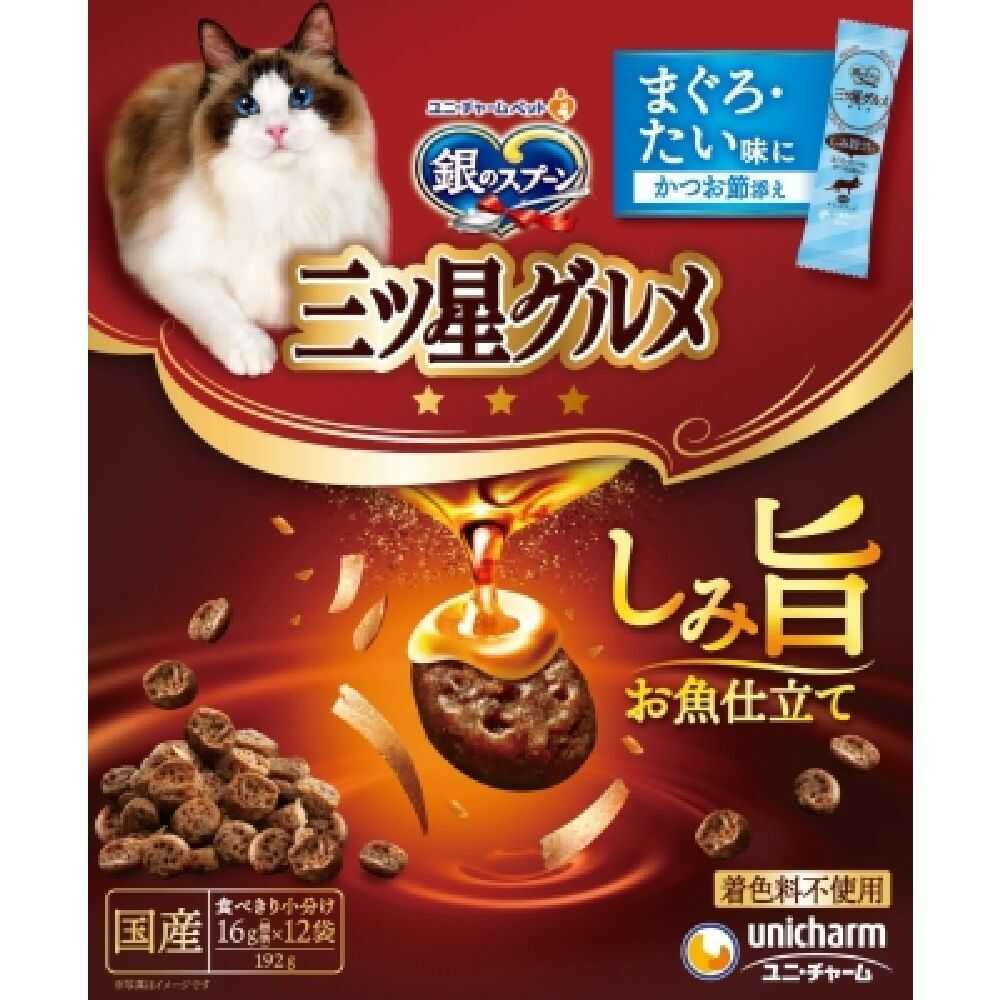 ユニ・チャーム 三ツ星グルメ しみ旨お魚仕立て まぐろ・たい味 192g