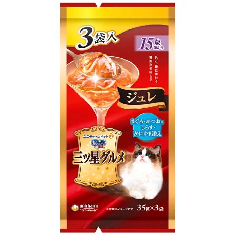 銀のスプーン三ツ星グルメパウチジュレ15歳頃からまぐろ・かつおにしらす・かにかま添え 35g×3袋