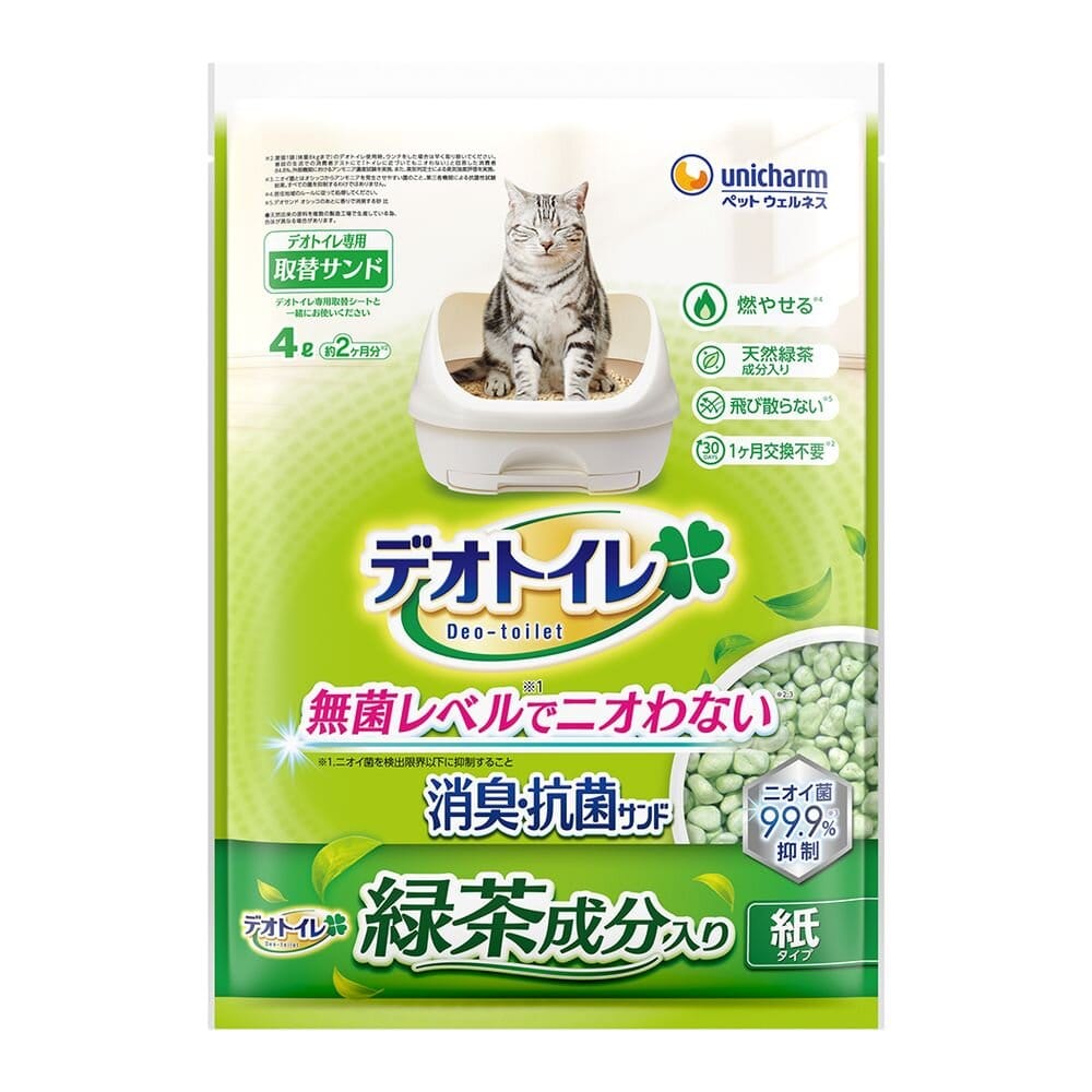 ユニ・チャーム 1週間消臭・抗菌デオトイレ飛び散らない緑茶成分入り消臭サンド4L