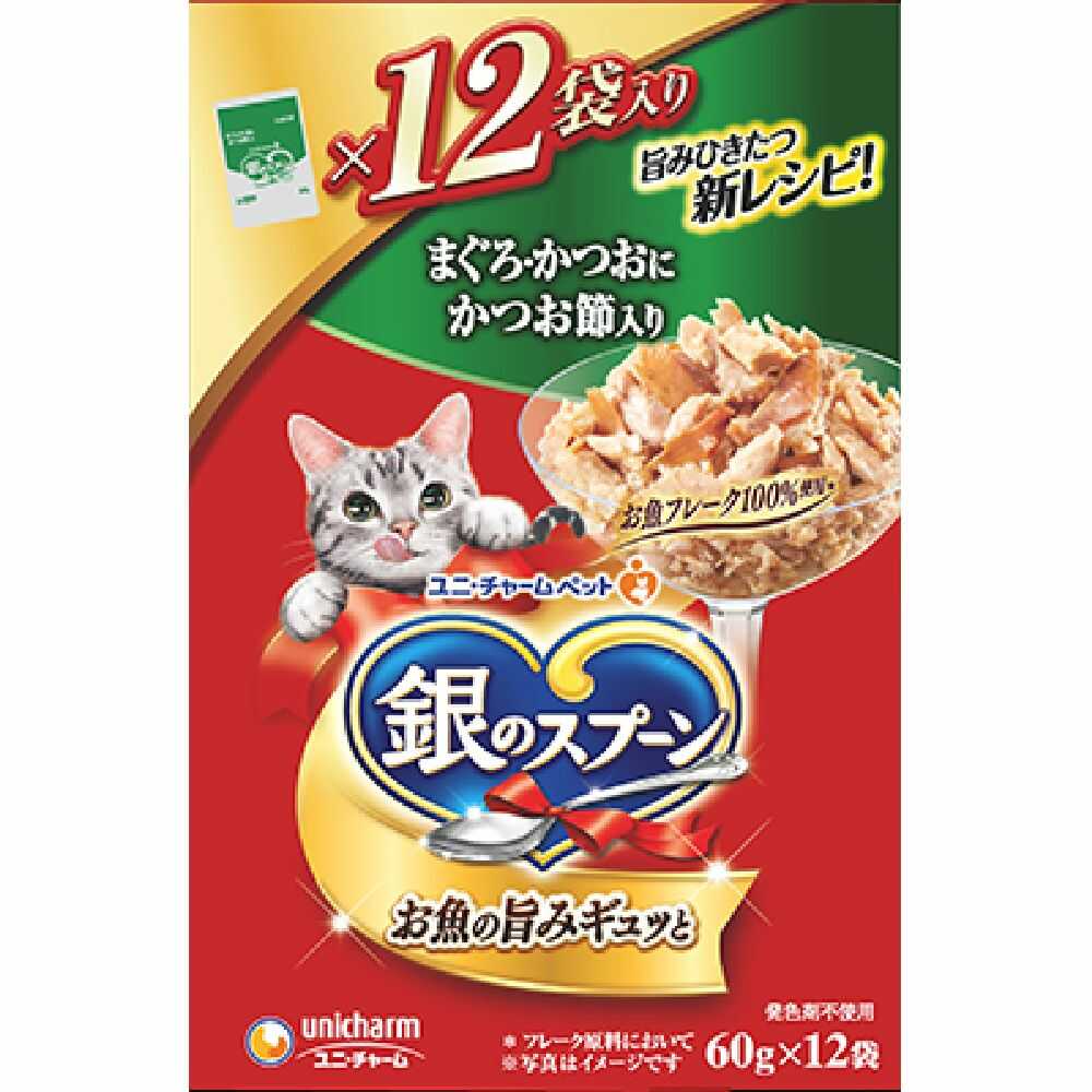 ユニ・チャーム 銀のスプーンパウチまぐろ・かつおにかつお節入り 720g