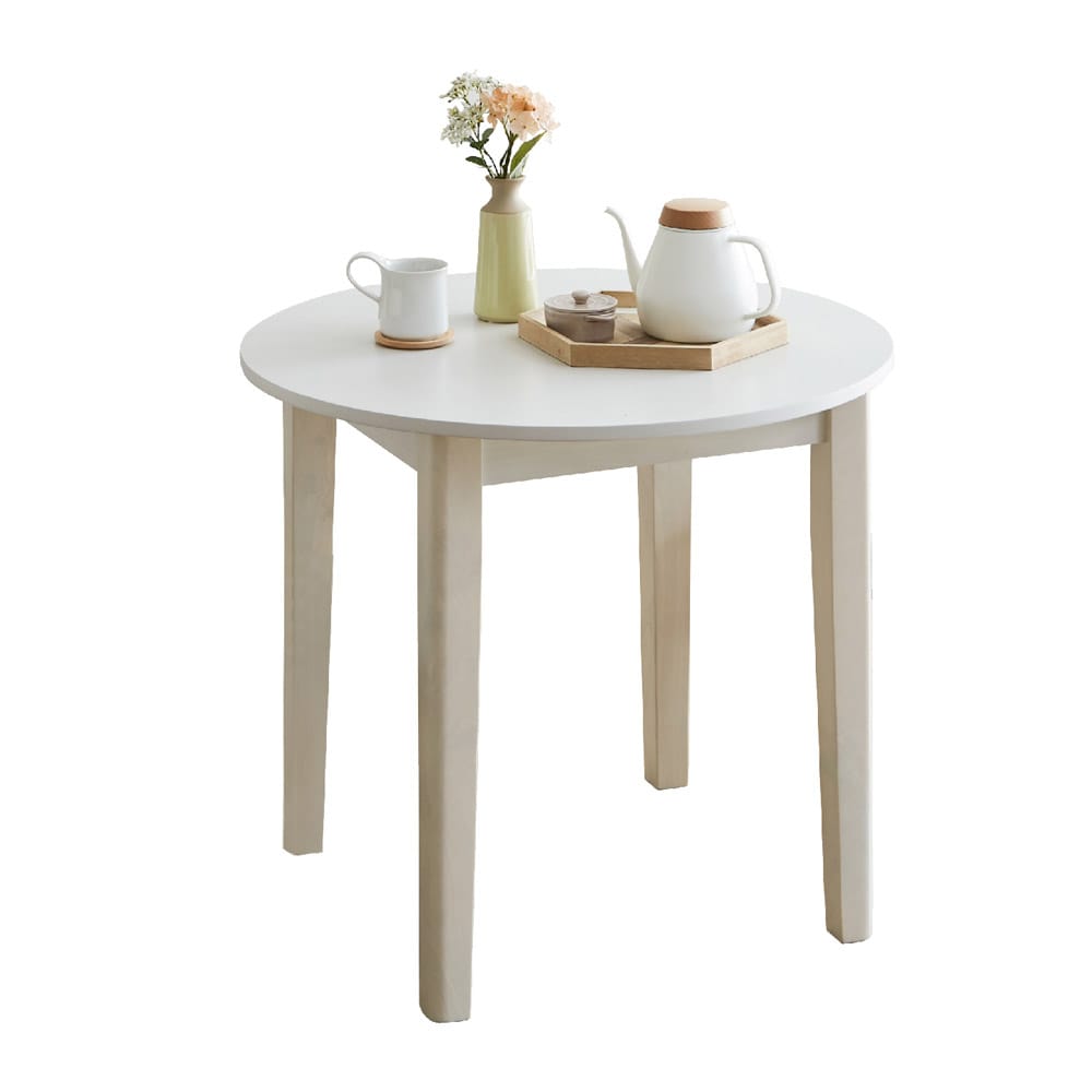 幅80cm円卓ダイニングテーブル DT80-ERN-WH 【直送品】 返品・キャンセル・他商品と同時購入は不可