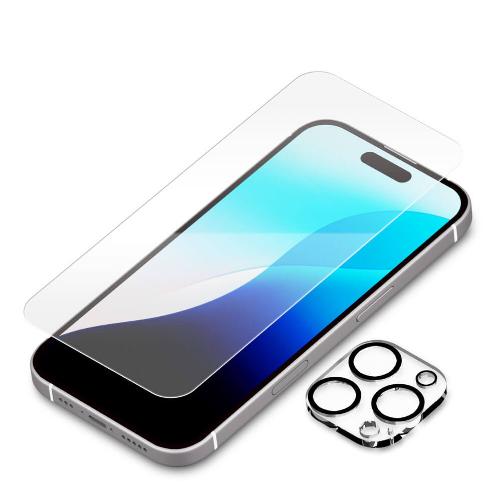 PGA iPhone 16 Pro用 液晶保護ガラス カメラプロテクターセット/高透明 PG-24BGLPST 13g