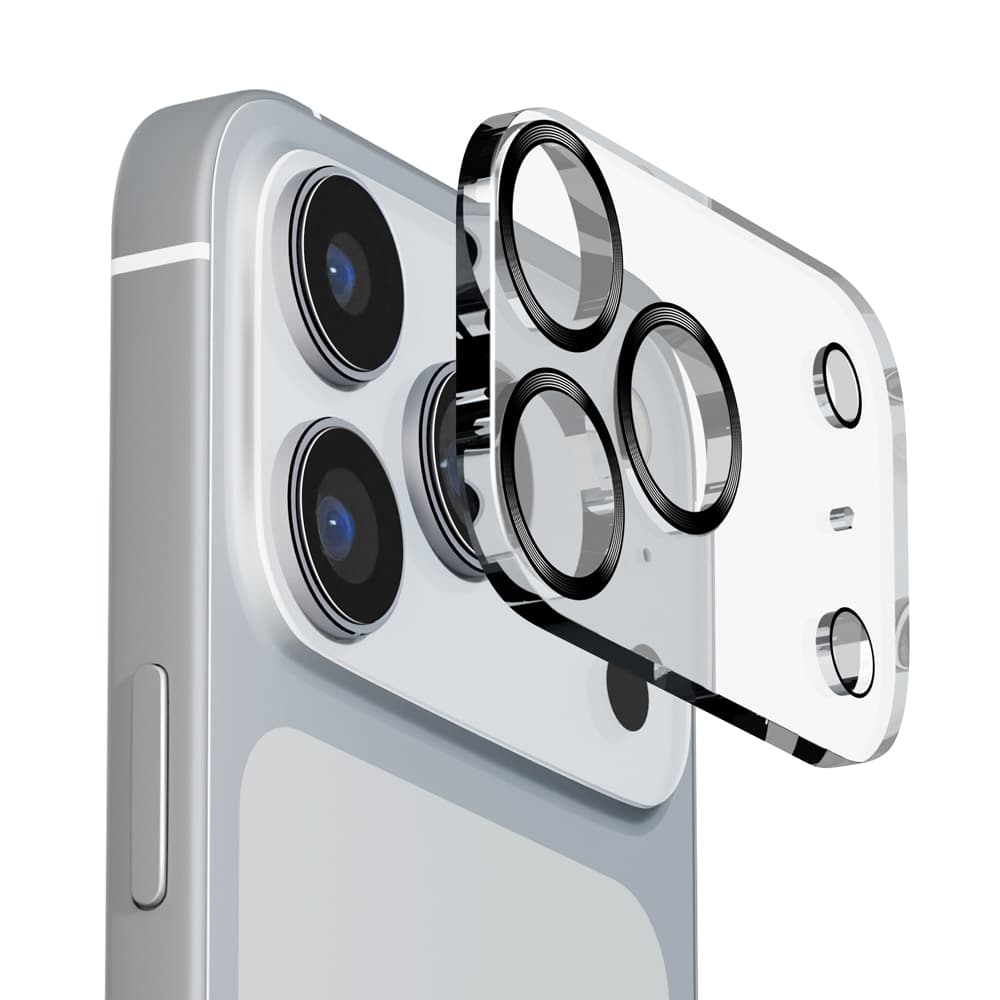 PGA iPhone 17 Pro Max用 カメラフルプロテクター クリア／メタルブラック 7g