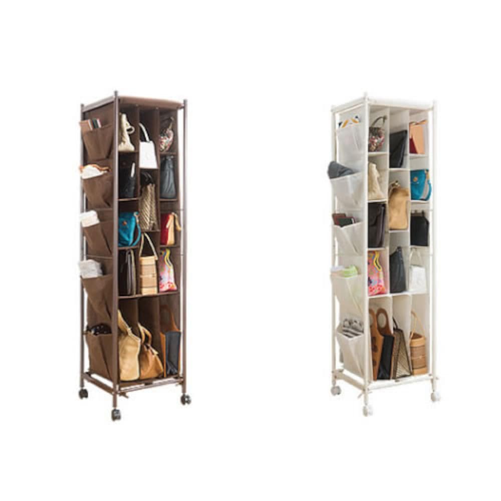 バッグ収納ラック3列 ブラウン[0394010] 【直送品】 返品・キャンセル・他商品と同時購入は不可