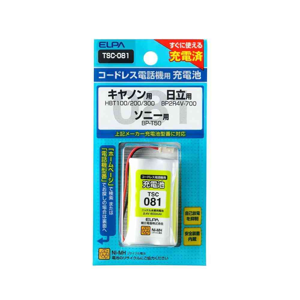 ELPA コードレス電話 子機用充電池 TSC-081 1個