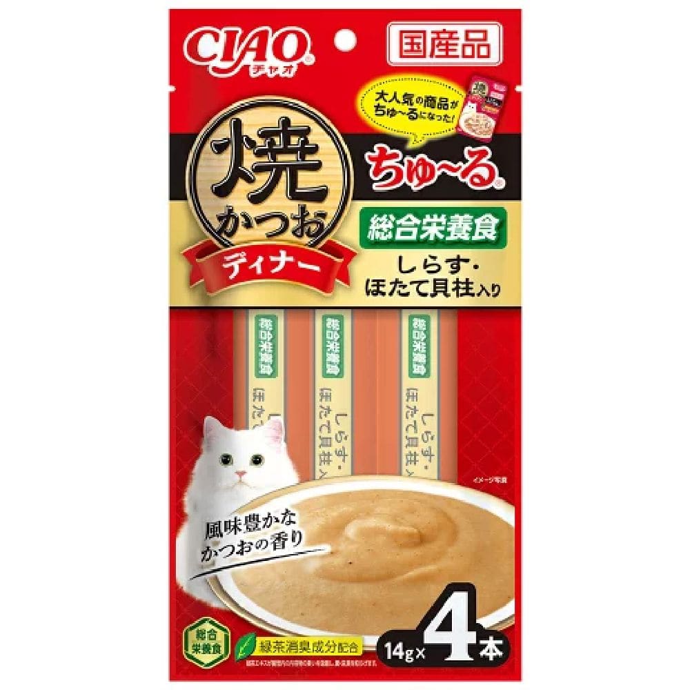 焼かつおディナーちゅーるしらす・ほたて貝柱入り 14g×4P