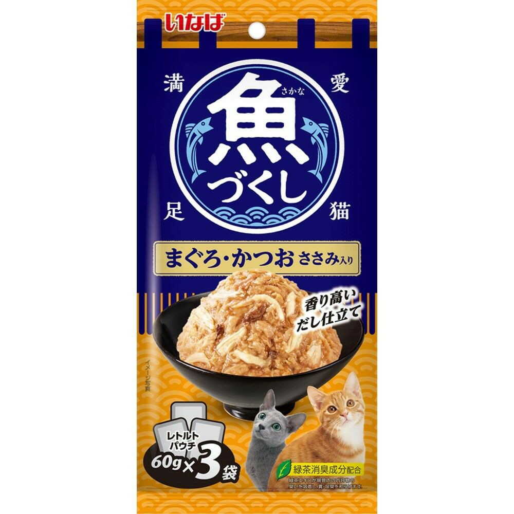 いなばペットフード いなば 魚づくし まぐろ・かつお ささみ入り 60g×3袋