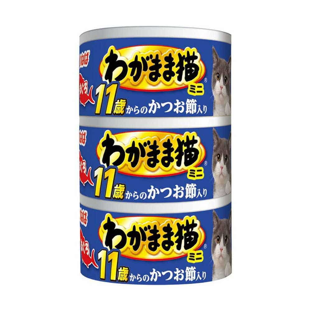 いなば わがまま猫 まぐろミニ3缶11歳からのかつお節入り まぐろ 60g×3