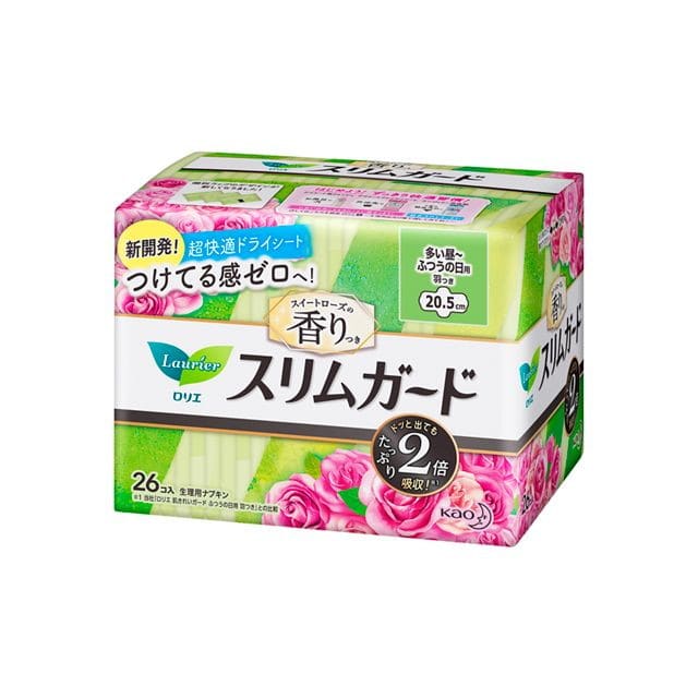 花王 ロリエ スリムガード スイートローズの香り 多い昼～ふつうの日用羽つき 26コ入【3個セット】