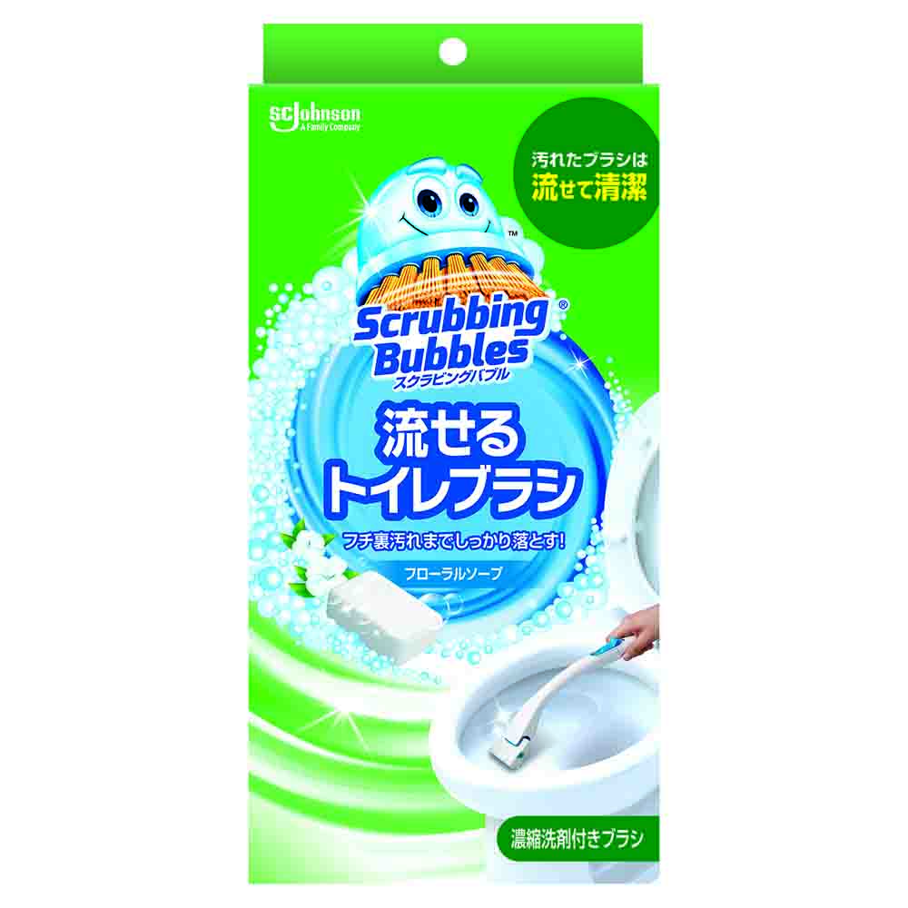 ジョンソン スクラビングバブル 流せるトイレブラシ フローラルソープ 本体＋替え4個入り