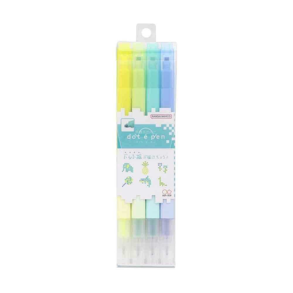 サンスター文具 四角マーカー dot e pen（ドット・エ・ペン） 4本セットB