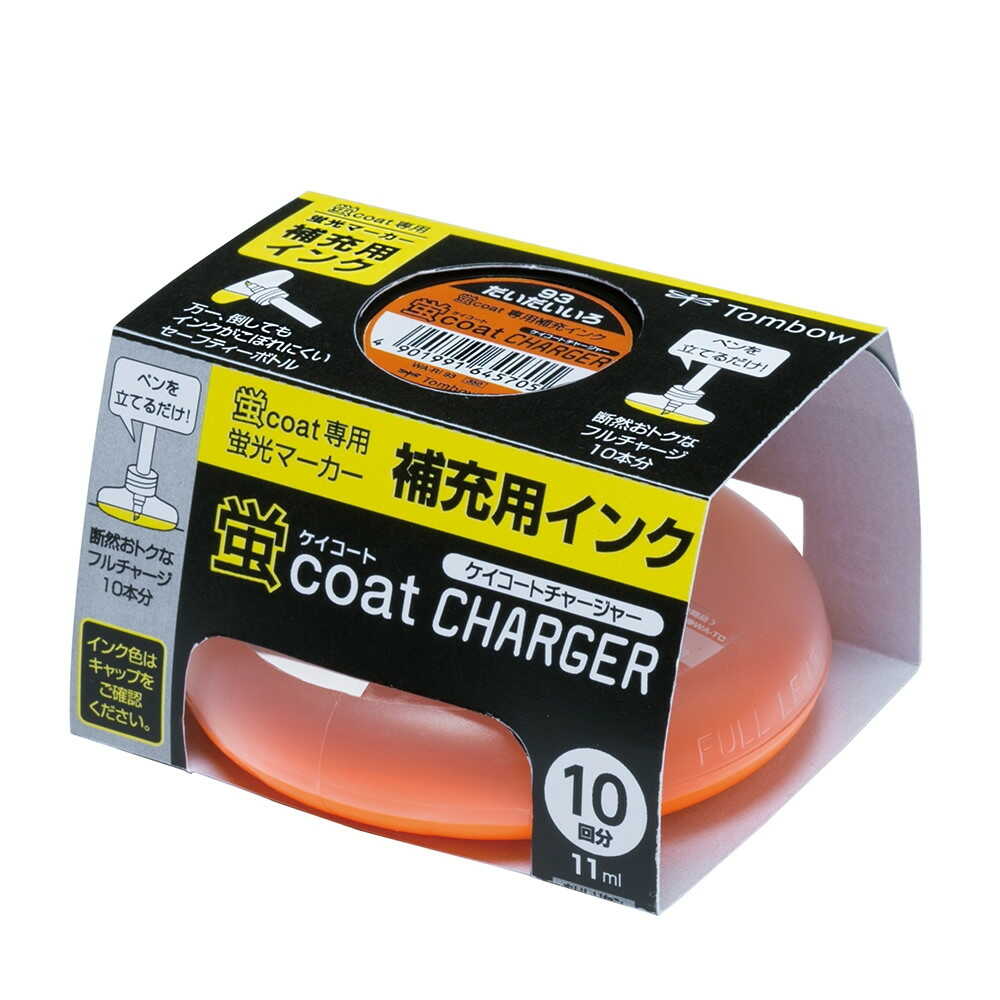 トンボ鉛筆 蛍光補充インク 蛍COATチャージャー だいだいいろ 1個