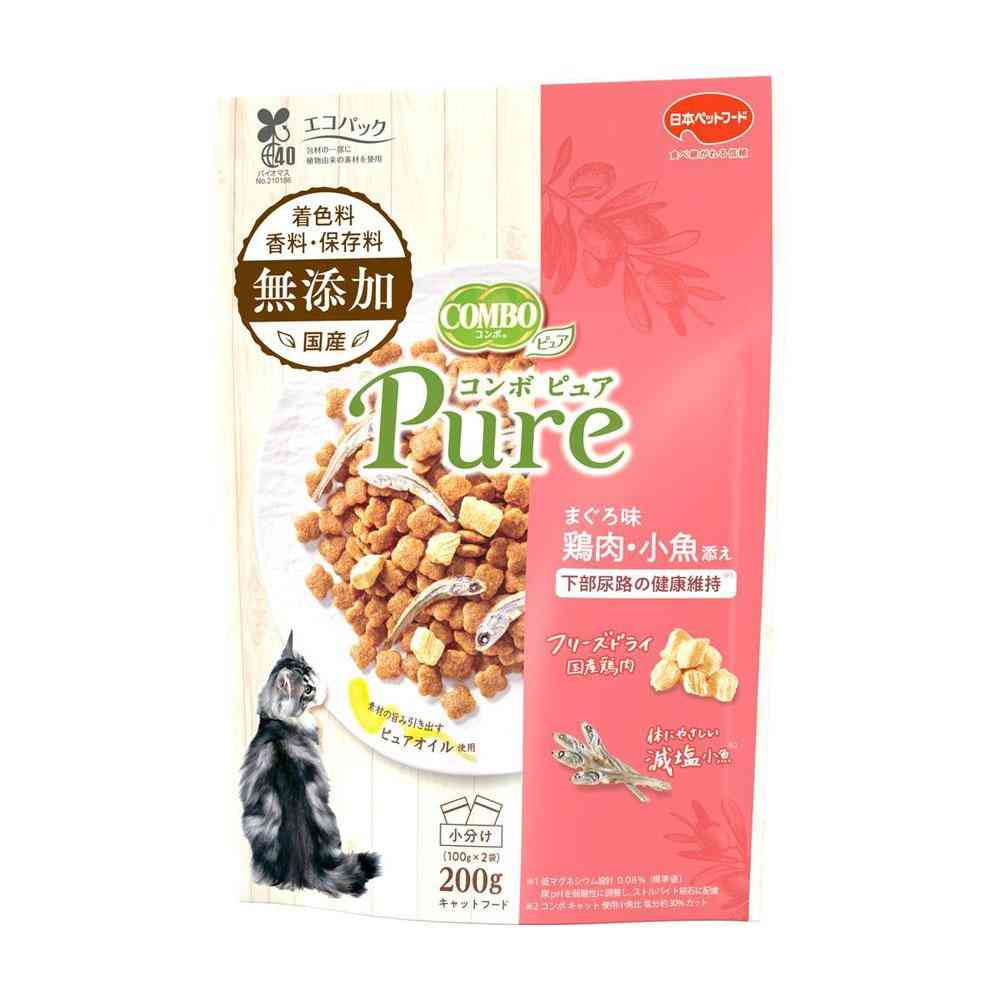 日本ペットフード コンボ ピュア キャット まぐろ味・鶏肉・小魚添え 200g（100g×2袋）