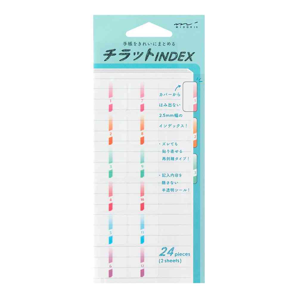 ミドリ インデックスラベル チラット 数字 カラー 2シート（24枚）