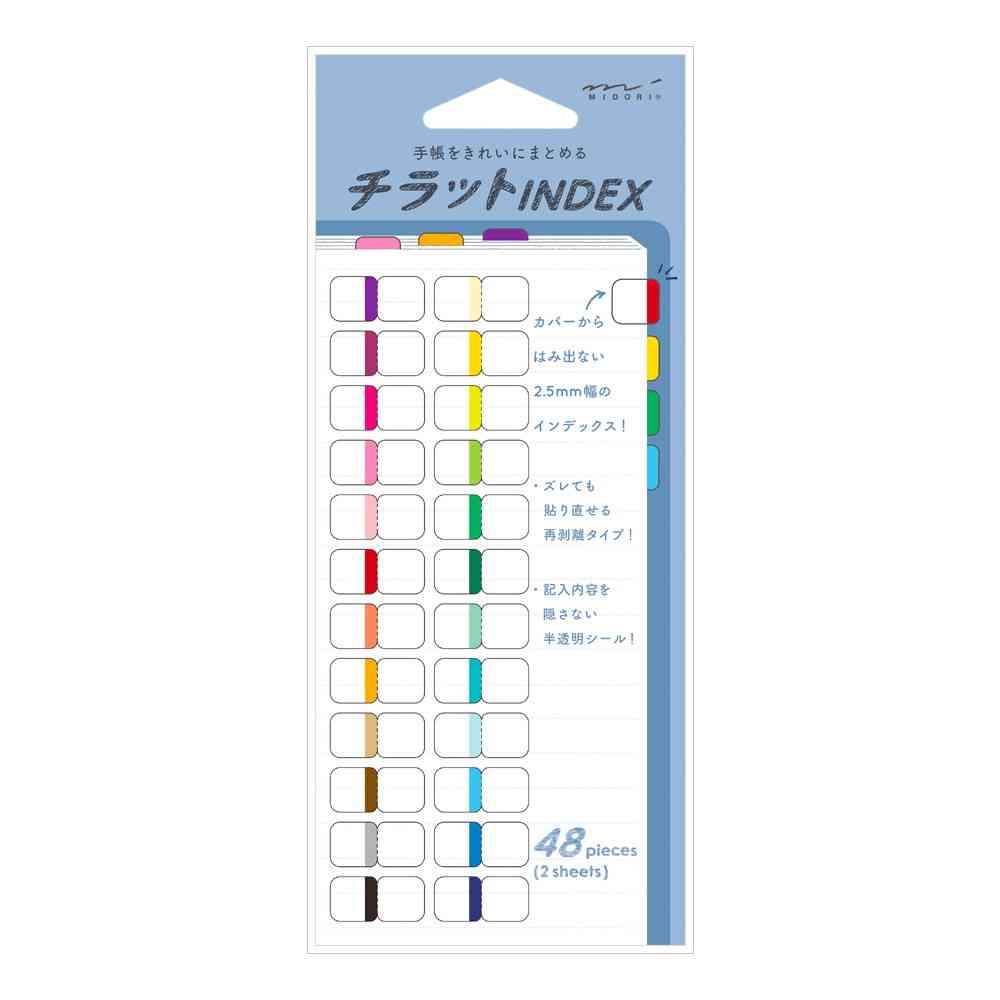 ミドリ インデックスラベル S  チラット 24色 ビビッド 2シート（48枚）入