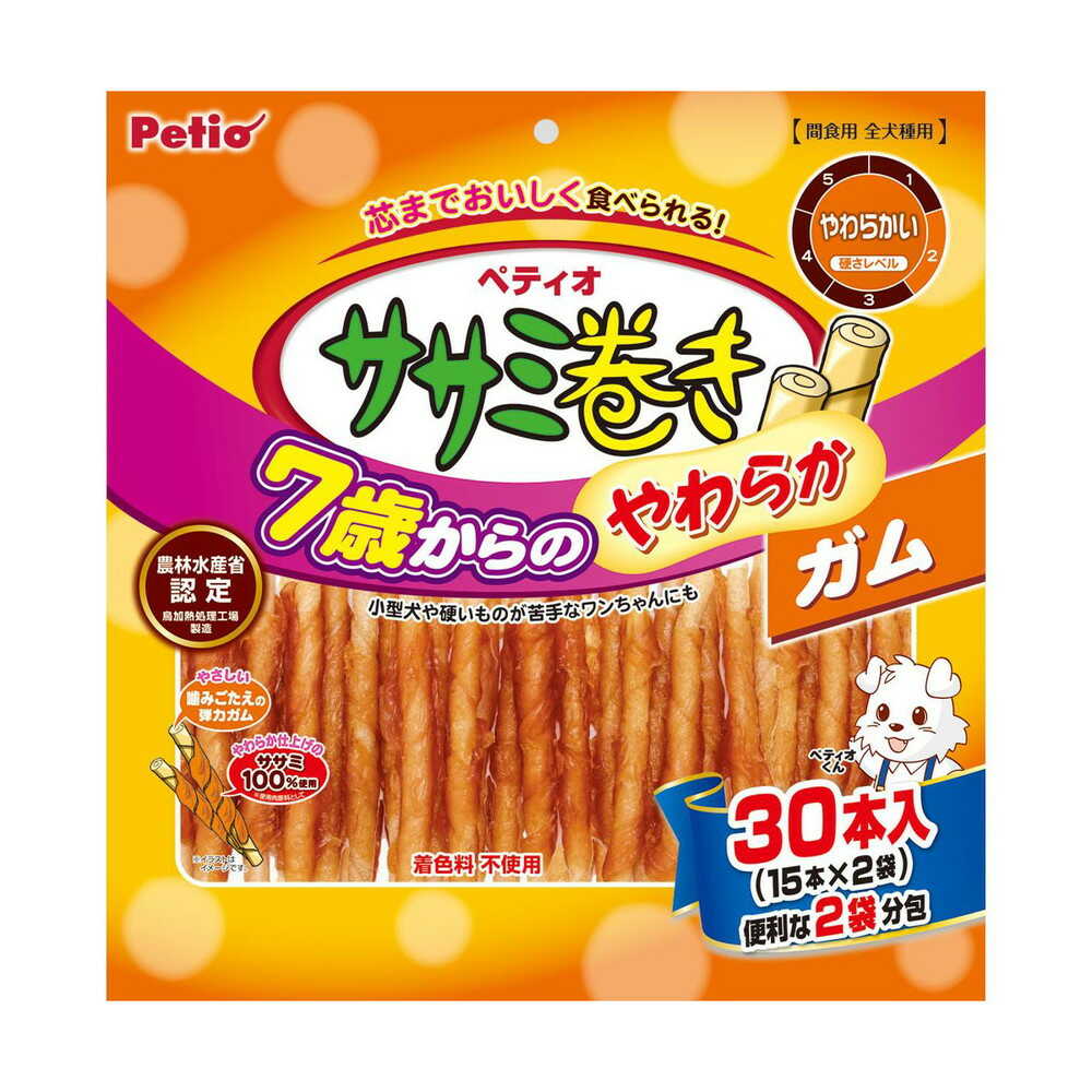 ペティオ 7歳からのやわらか ササミ巻き ガム 30本
