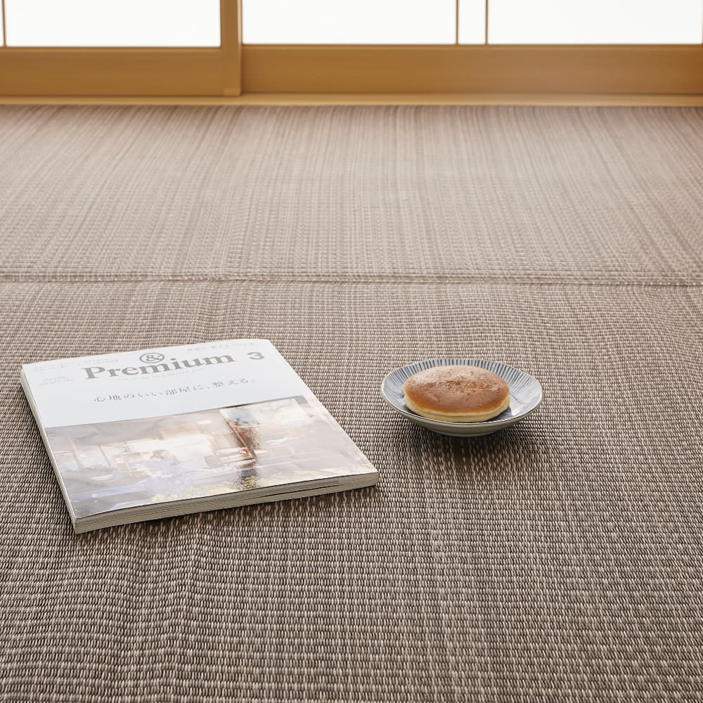 洗えるい草風カーペット ライアン 江戸間6畳 ブラウン  【直送品】 返品・キャンセル・他商品と同時購入は不可