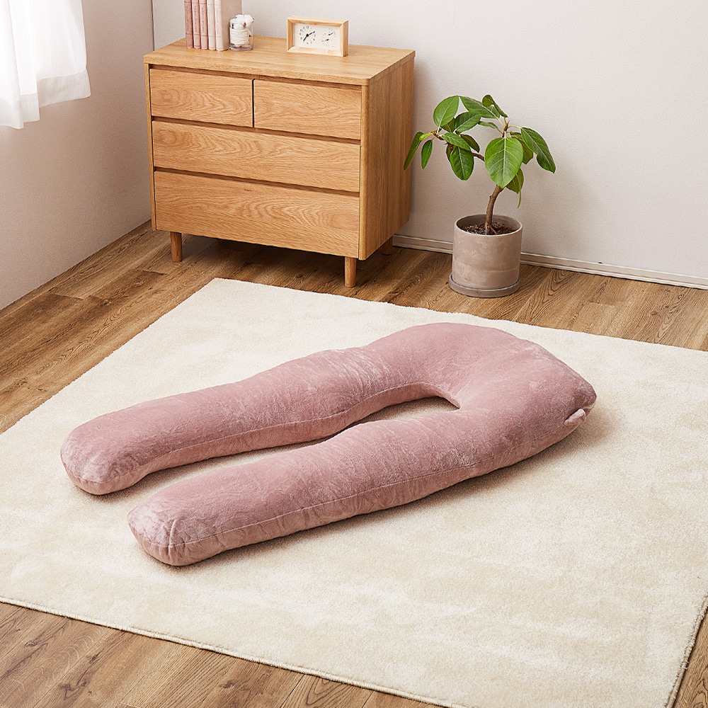 メレンゲタッチの抱き枕 U型 140×70cm ピンク 【直送品】 返品・キャンセル・他商品と同時購入は不可