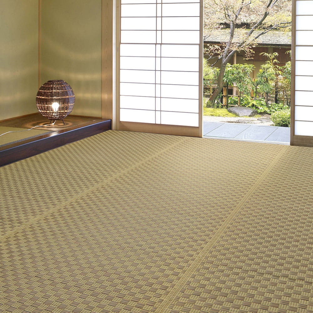 裏付き  市松柄 い草カーペット 若月 江戸間3畳 ブラウン 【直送品】 返品・キャンセル・他商品と同時購入は不可