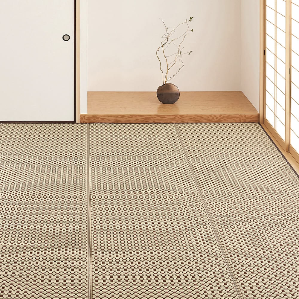 洗えるい草風カーペット ルイス 江戸間4.5畳 ブラウン 【直送品】 返品・キャンセル・他商品と同時購入は不可