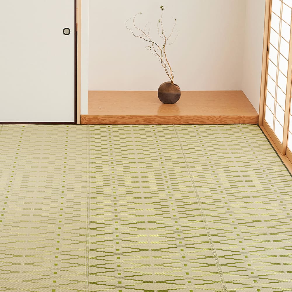 洗えるい草風カーペット やなぎ 江戸間10畳 グリーン 【直送品】 返品・キャンセル・他商品と同時購入は不可